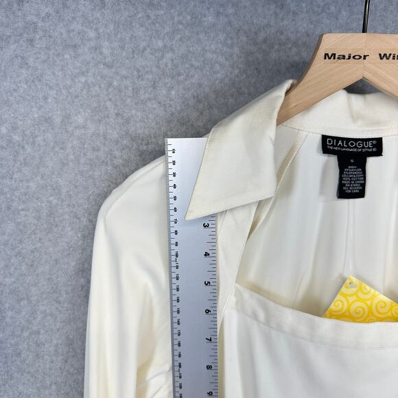 Dialogue Blouse Top Womens Size S Nylon Blend Collared Square Neck Cuff Sleeves - Picture 13 of 15